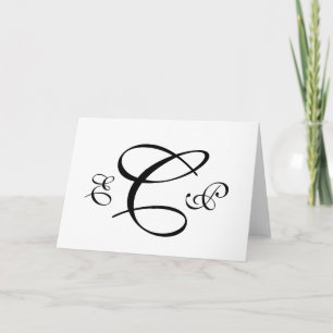 Black White Three Letter Monogram Wedding Card