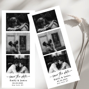 black  white Three photo  calligraphy chic script  Invitation