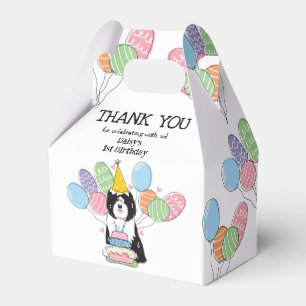 Black White Tibetan Terrier Dog Thank You Favor Box