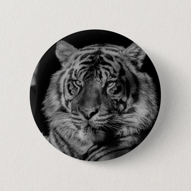 Black & White Tiger 2 Inch Round Button (Front)