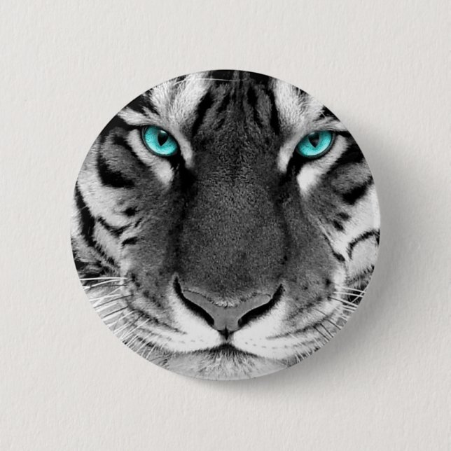 Black White Tiger 2 Inch Round Button (Front)