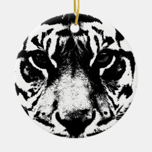 Black & White Tiger Ceramic Ornament