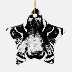 Black & White Tiger Ceramic Ornament
