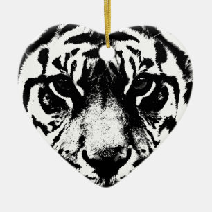 Black & White Tiger Ceramic Ornament
