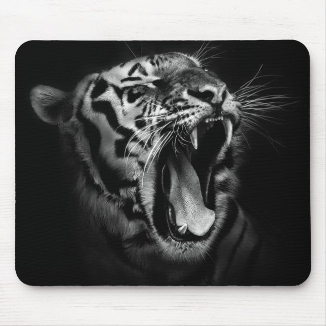 Black & White Tiger Inspirational Mouse Pad (Front)