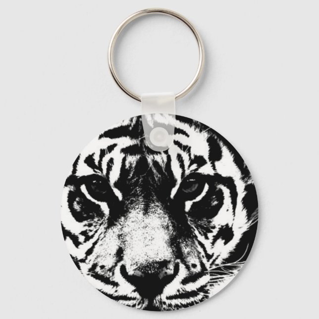 Black & White Tiger Keychain (Front)