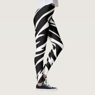 Black White Tiger Leggings - Animal Print Yoga