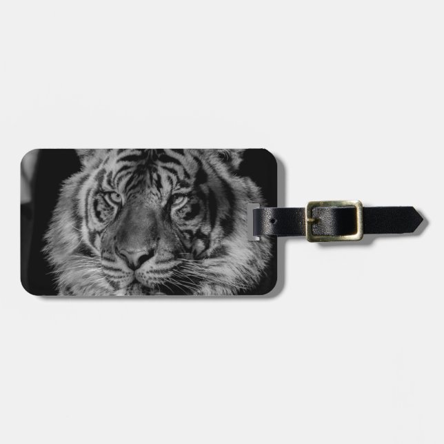 Black & White Tiger Luggage Tag (Front Horizontal)