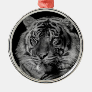 Black & White Tiger Metal Ornament