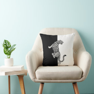 Black White Tiger Throw Pillow