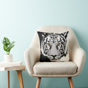 Black White Tiger Throw Pillow