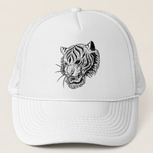 Black white tiger trucker hat