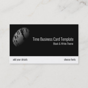 Black & White Time Clock Photo Template Business Card