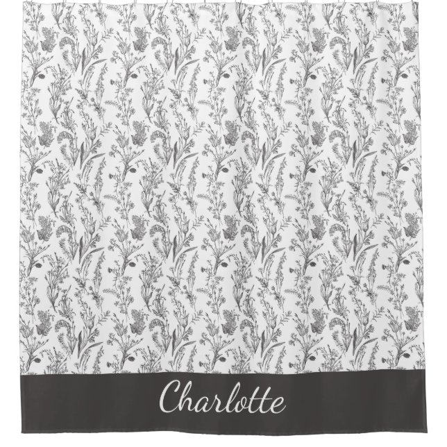 Black White Toile Floral Custom Name (Front)