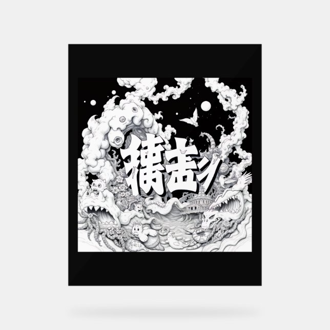 Black & White Tokyo Acrylic Sign (Front)
