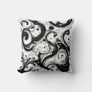 Black & white-toned swirly throw pillow
