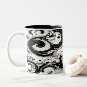 Black & white-toned swirly Two-Tone coffee mug
