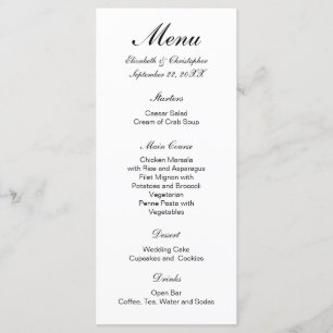 Black White Traditional Formal Classic Wedding Menu