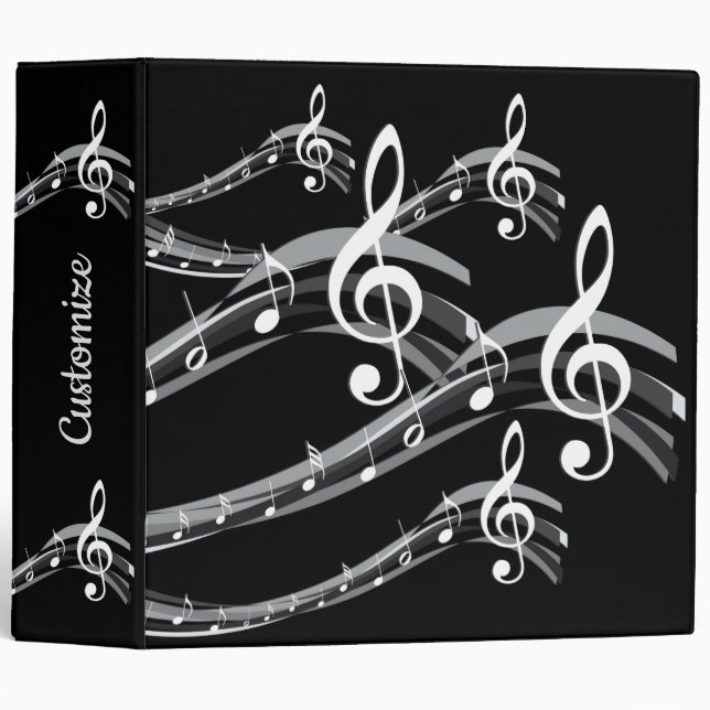 Black & White Treble Clef Binder (Front/Spine)