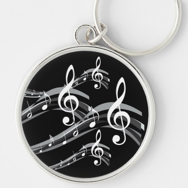 Black & White Treble Clef Keychain (Front)