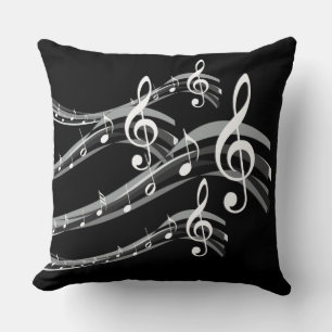 Black & White Treble Clef Throw Pillow