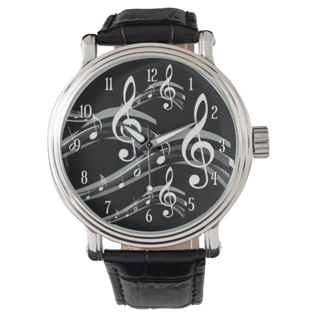 Black & White Treble Clef Watch (Front)