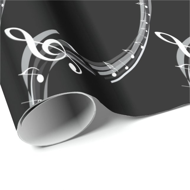 Black & White Treble Clef Wrapping Paper (Roll Corner)