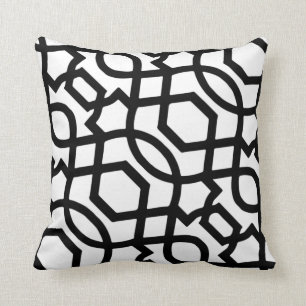 Black & White Trellis Print Throw Pillow
