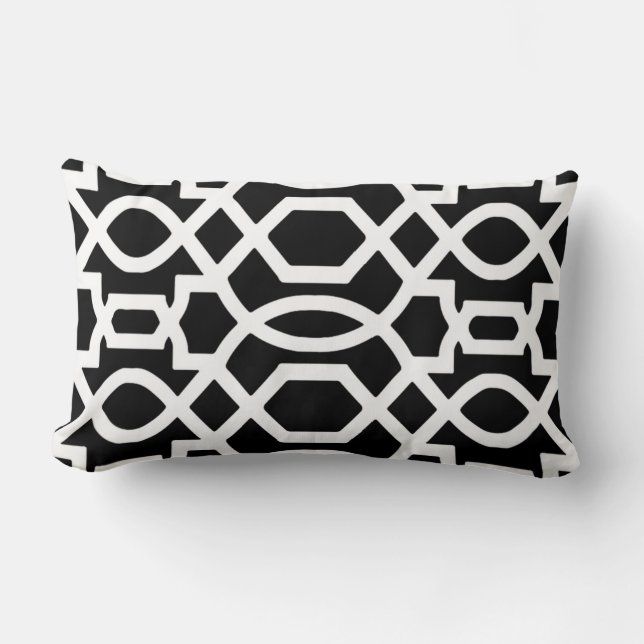 Black & White Trellis Print Throw Pillow (Front)