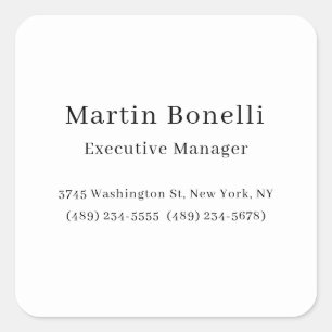 Black & White Trendy Minimal Plain Simple Square Sticker