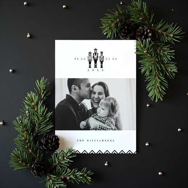 Black & White Trendy Nutcracker Photo Christmas Holiday Card (Black & White Trendy Nutcracker Photo Christmas Holiday Card)
