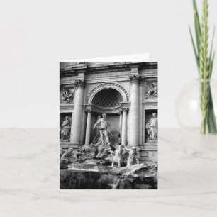 Black White Trevi Fountain Rome Travel Photography Holiday Card