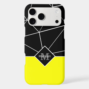 Black white triangle geometry neon yellow Monogram