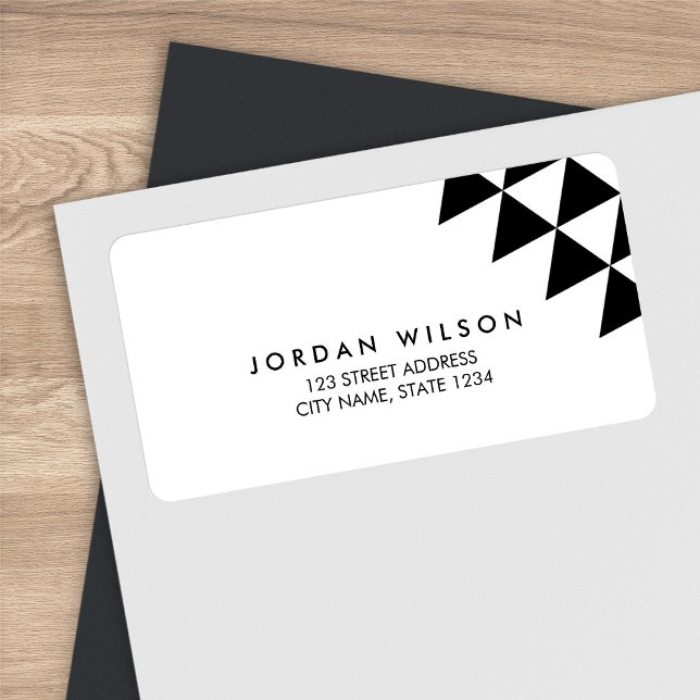 Black & White Triangle Modern Geometric Address Label (Creator Uploaded)