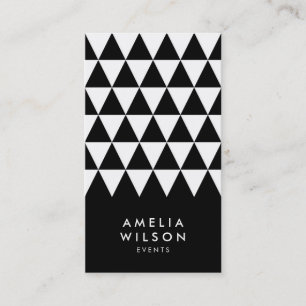 Black White Triangle Modern Geometric Business Card