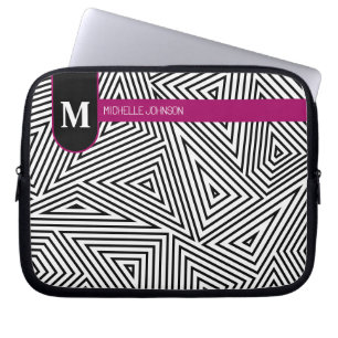Black White Triangle Pattern Laptop Case