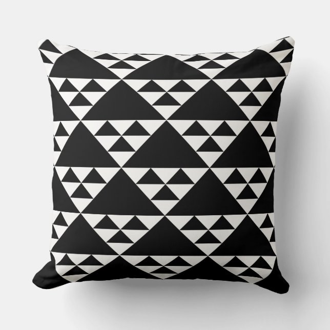 Black & White Triangle Pattern - Throw Pillow (Front)