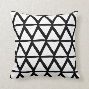 Black White Triangles Geometric Decorative Pillow