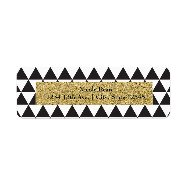 Black & White Triangles & Gold Glamour Chic (Front)