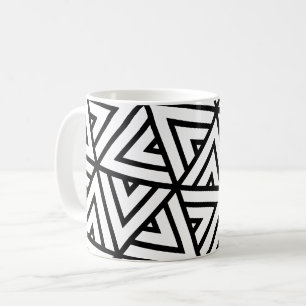 Black White Triangles Hexagons Monochrome Pattern Coffee Mug
