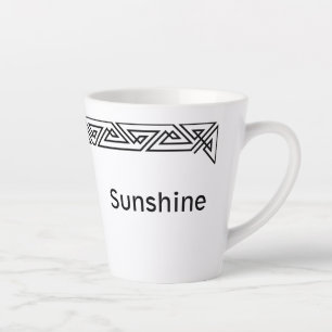 Black & White Triangles Personalized Latte Mug