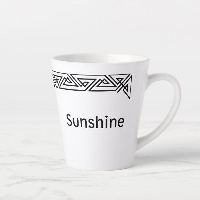 Black & White Triangles Personalized Latte Mug (Right)