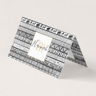 Black White Tribal African Pattern Business Card
