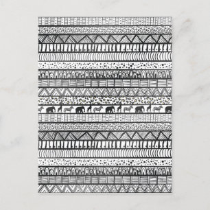 Black White Tribal African Pattern Holiday Postcard