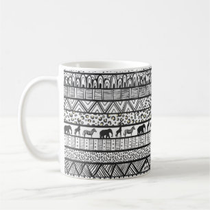 Black White Tribal African Pattern Trendy Design Coffee Mug