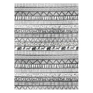 Black White Tribal African Pattern Trendy Design Tablecloth
