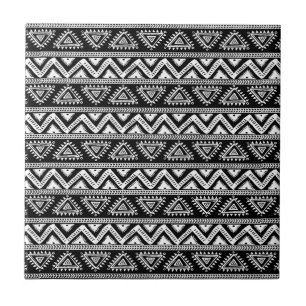 Black & White Tribal Geometric Pattern Tile