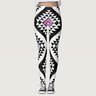 Black White Tribal Navajo Pattern Leggings