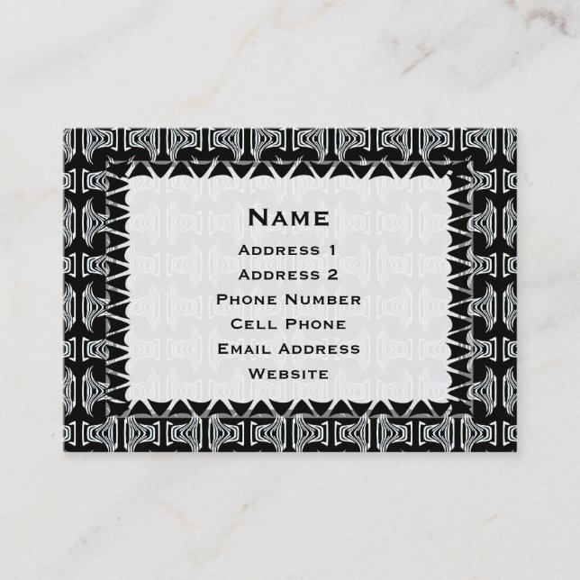 black white tribal pattern business card (Front)