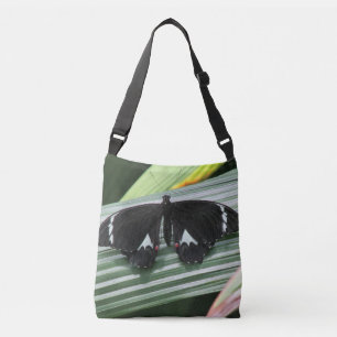 Black & White Tropical Butterfly Crossbody Bag